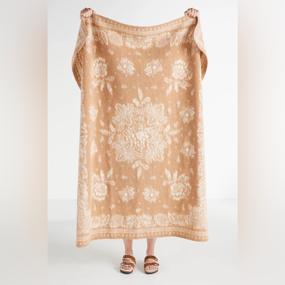 NWT Anthropologie Saddle Wool Blend Throw Blanket